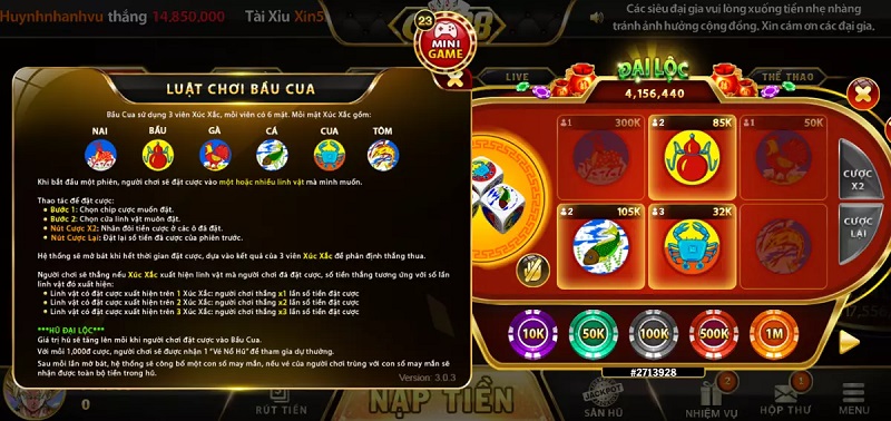 Giới thiệu chi tiết luật chơi bầu cua tôm cá online DA88