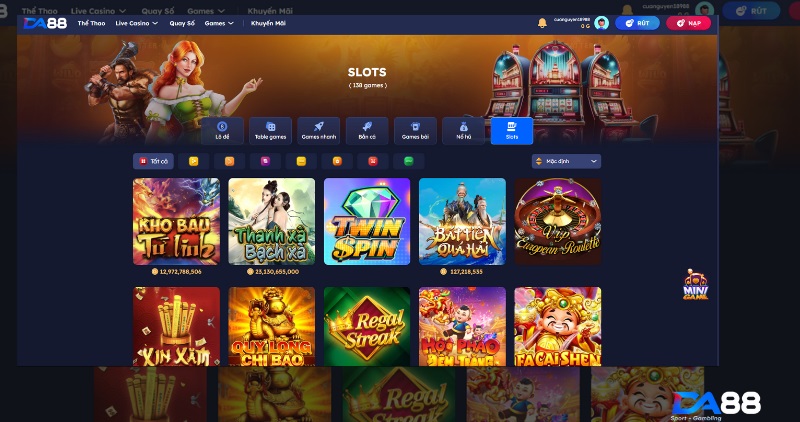 Các slot game DA88 thông dụng hiện nay